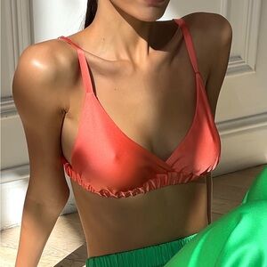 Coral pure silk  Bralette brand new